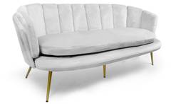 Sofa im Muschelstil 3-Sitzer Brenda Velours Weiß Füße Gold