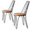Set van 2 stoelen met zwart metaal en beige kunstlederen poten