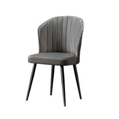 Lote de 4 sillas Iria de terciopelo gris y metal negro