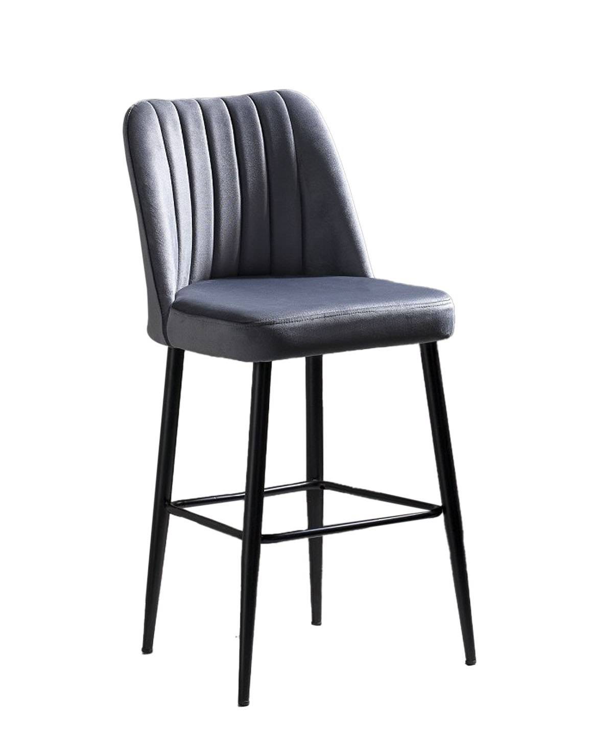 Set van 4 Sero stoelen van grijs fluweel en zwart metaal