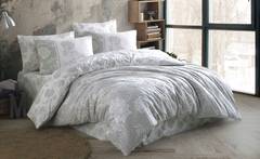 Set Bettbezug 240x200cm und 2 Kissenbezüge 60x60cm Gardinia 100% baumwollstoff Blumenmuster Weiß und Silber