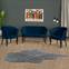 Conjunto de sofá de 2 plazas y 2 sillones Saned Terciopelo azul oscuro y madera maciza negra