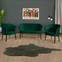 Set di divano a 2 posti e 2 poltrone Sindy in velluto verde e metallo nero