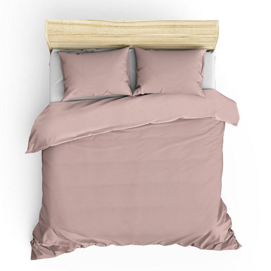 Set Bettdeckenbezug 240x220cm und 2 Kissenbezüge 60x60cm Lovina uni 100% baumwollstoff Rosa