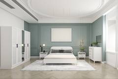 Camera da letto Avestin con letto 160x200cm e 3 mobili in legno bianco