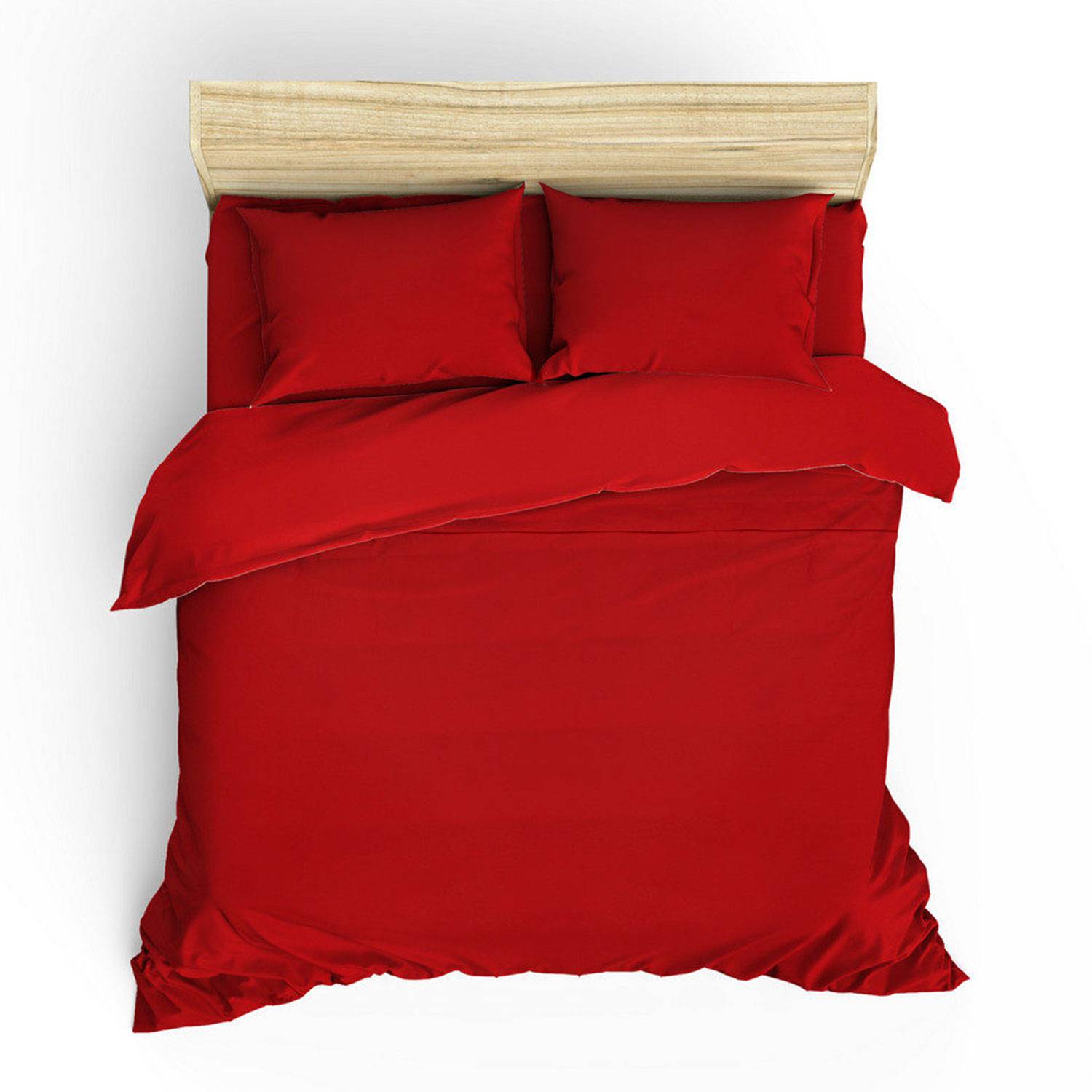 Set Bettbezug 240x220cm und 2 Kissenbezüge Lovin uni Satin aus Baumwolle Rot
