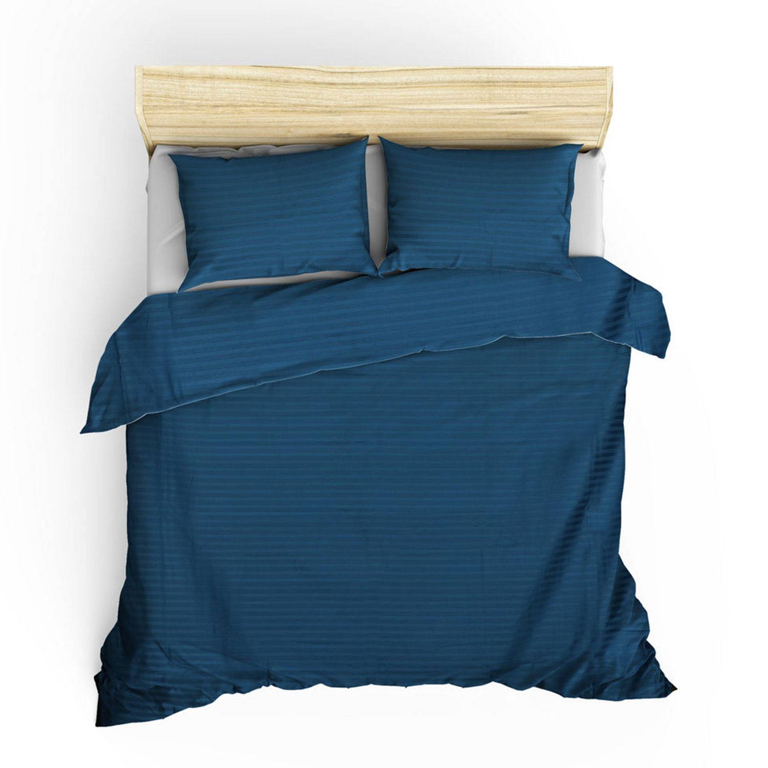 Set Bettdeckenbezug 240x220cm und 2 Kissenbezüge Noctis Feines Streifenmuster Baumwollsatin Blau
