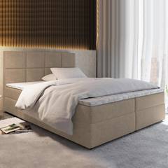 Bedbox met matras en hoofdbord Nalzen 140cm Stof Beige