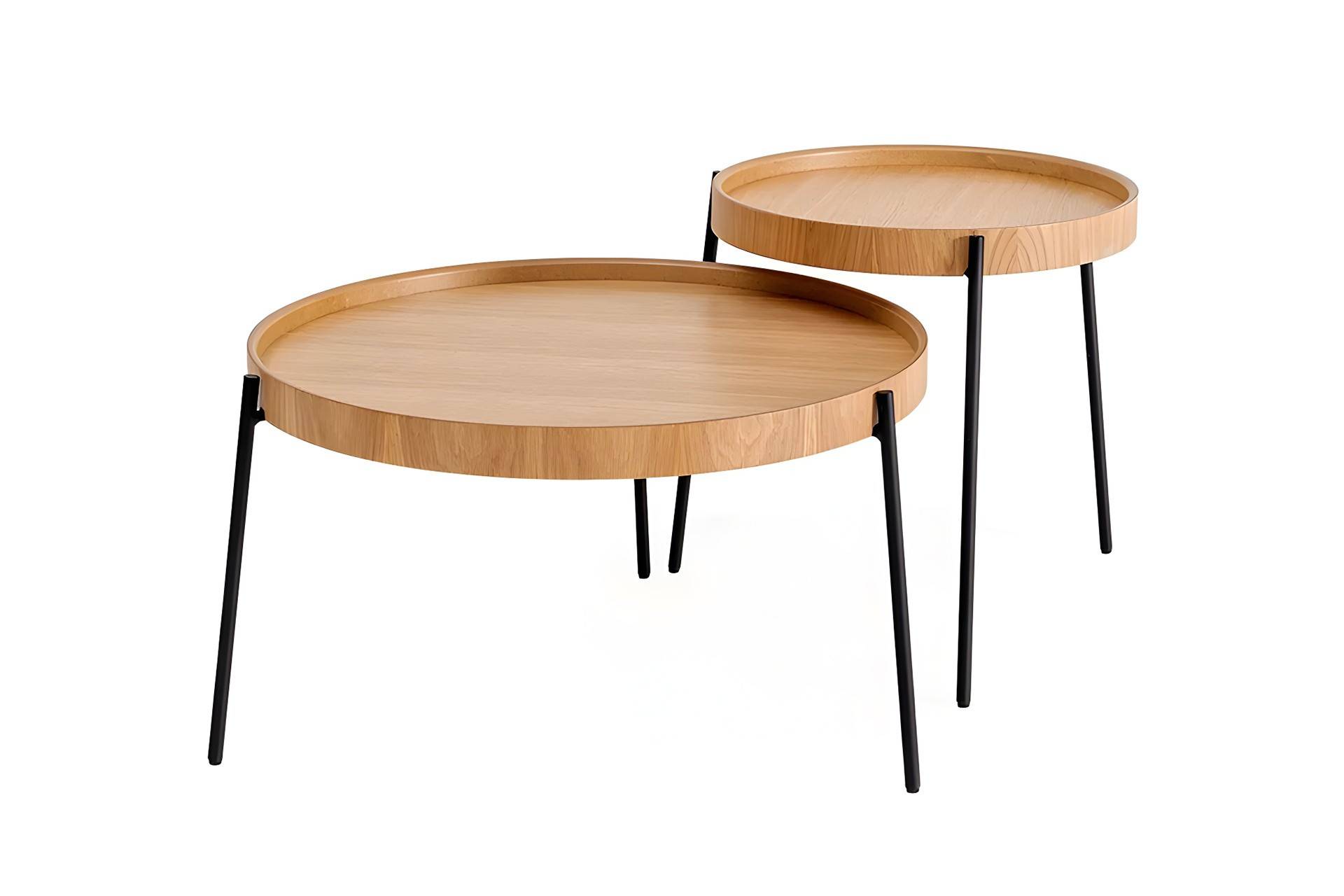 Set di 2 tavolini nidificanti Balisa in legno naturale e metallo nero