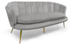 Brenda 3-Sitzer-Sofa mit Samtbezug und goldenen Beinen, Silber
