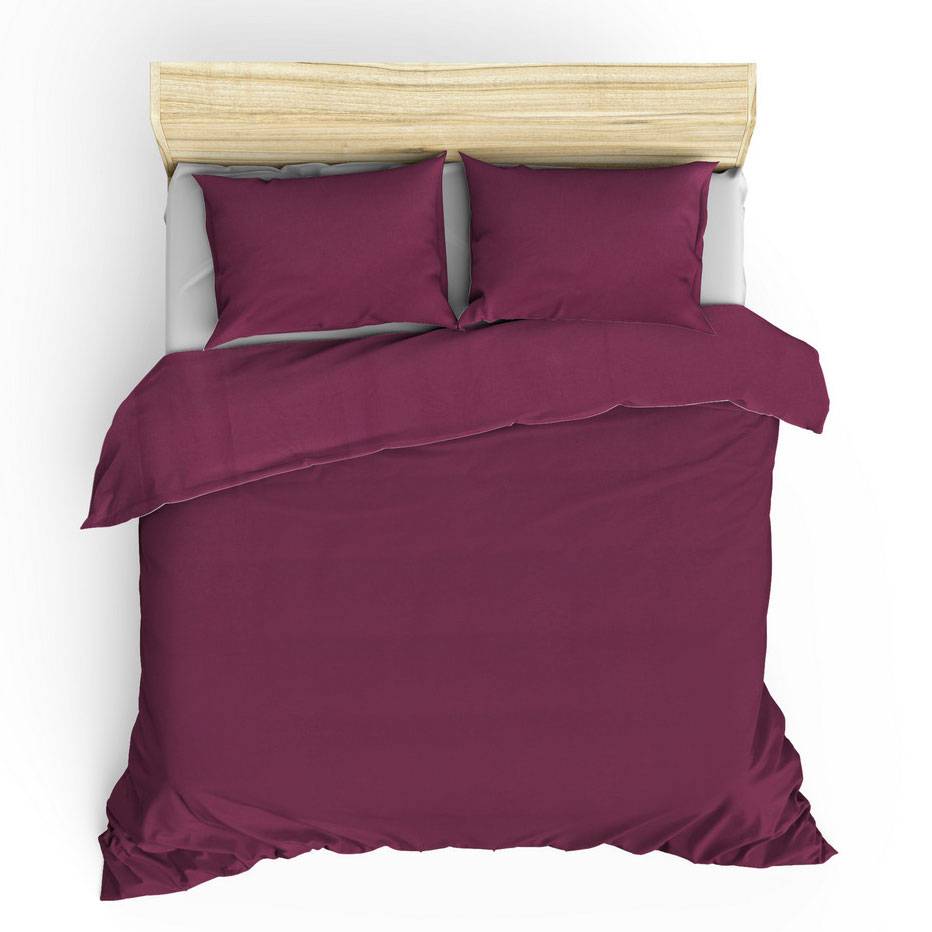 Set Bettdeckenbezug 240x220cm und 2 Kissenbezüge 60x60cm Lovina uni 100% baumwollstoff Violett