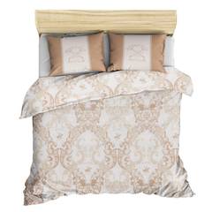 Set letto 160x220cm con lenzuolo piatto 160x240cm e federa 50x70cm Bevills 100% cotone Taupe motivo arabesco