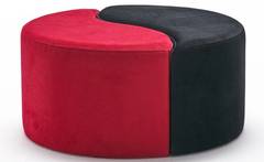 Set di 2 pouf puzzle Ratsel L43xH40cm in velluto nero e rosso