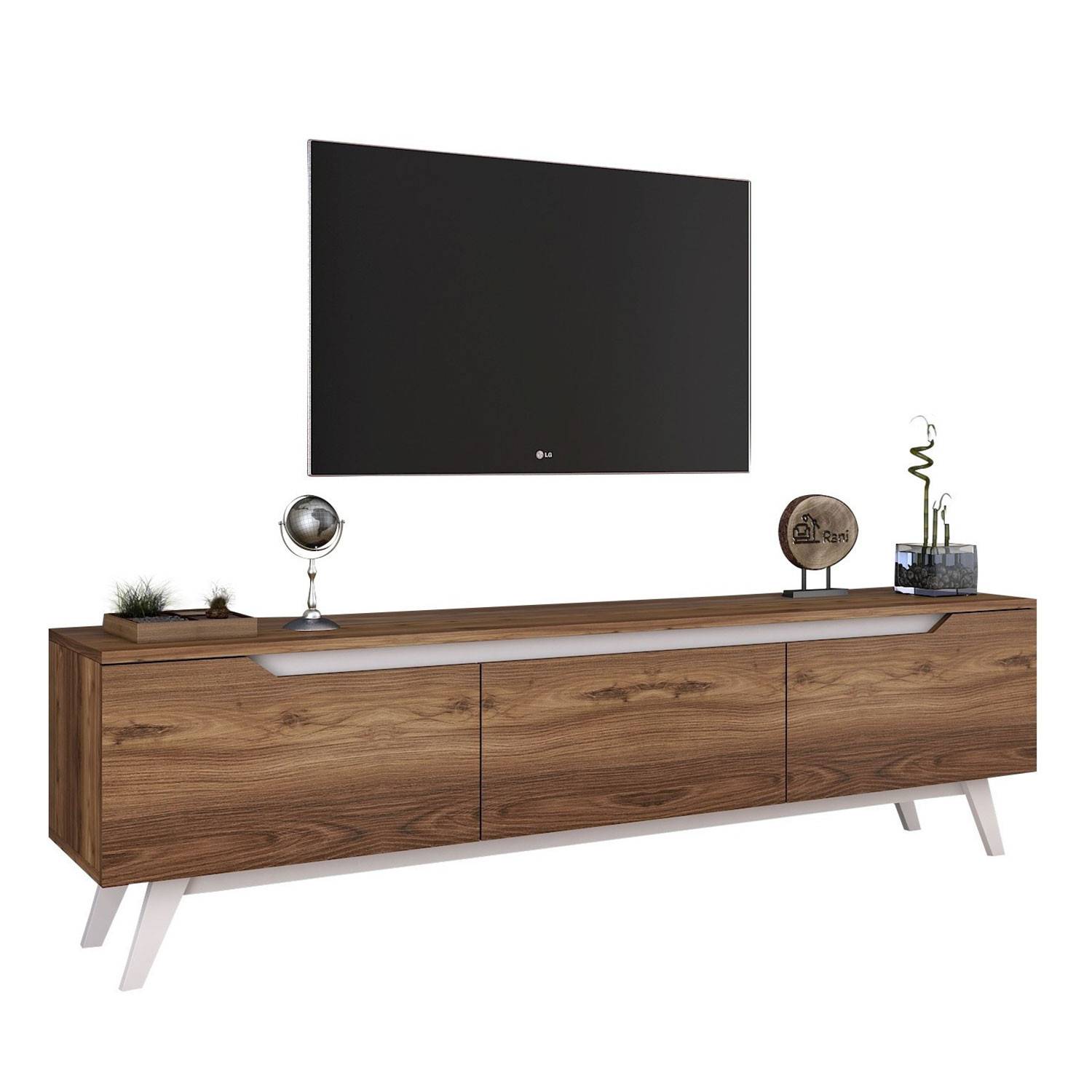 Moderne TV-Möbel 180cm 3 Türen Dandelis Holz dunkel