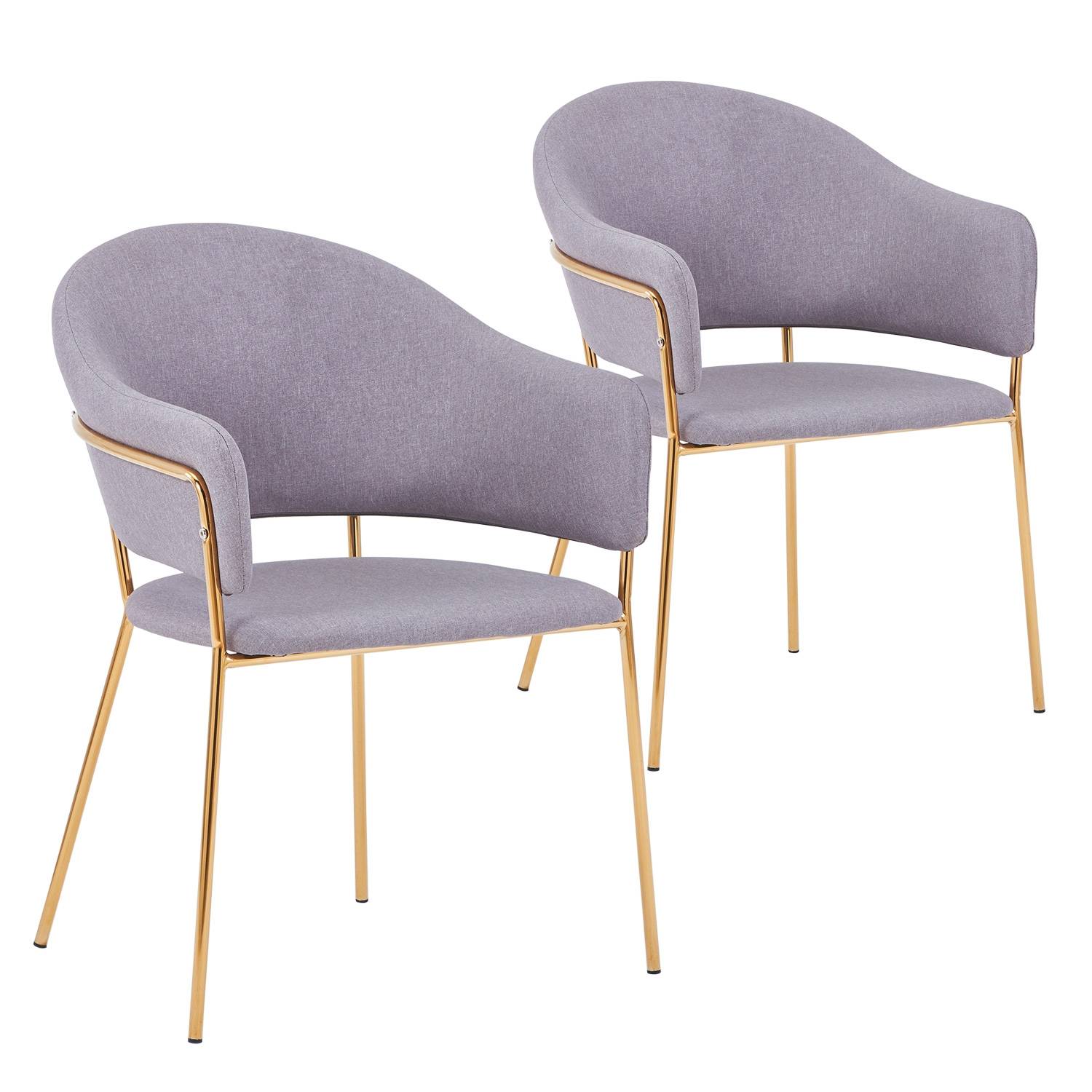 Ulrick Set mit 2 Stühlen / Sesseln, Stoffbezug Grau