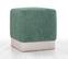 Pouf carré Martano Tissu Vert et Blanc crème