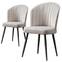 Lote de 2 sillas Iria de terciopelo blanco crema y metal negro