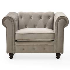 Grand fauteuil Chesterfield - Sessel mit Samtbezug Taupe