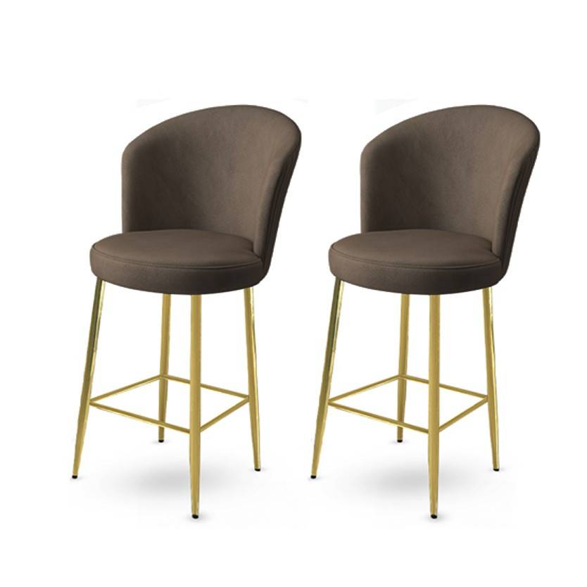 Set di 2 sedie da bar Floranso in velluto antracite e metallo dorato