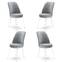 Set van 4 Olgino stoelen van grijs fluweel en wit metaal