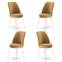 Set van 4 Olgino stoelen van cappuccino fluweel en wit metaal