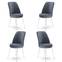 Set van 4 Olgino stoelen van donkergrijs fluweel en wit metaal