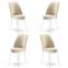 Set van 4 Olgino stoelen van crèmekleurig fluweel en wit metaal