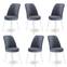 Set van 6 Olgino stoelen van donkergrijs fluweel en wit metaal