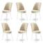 Set van 6 Olgino stoelen van crèmekleurig fluweel en wit metaal