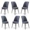 Set van 6 Olgino stoelen van donkergrijs fluweel en bruin metaal