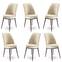 Set van 6 Olgino stoelen van crèmekleurig fluweel en bruin metaal
