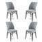 Set van 4 Miur stoelen van grijs fluweel en zwart metaal