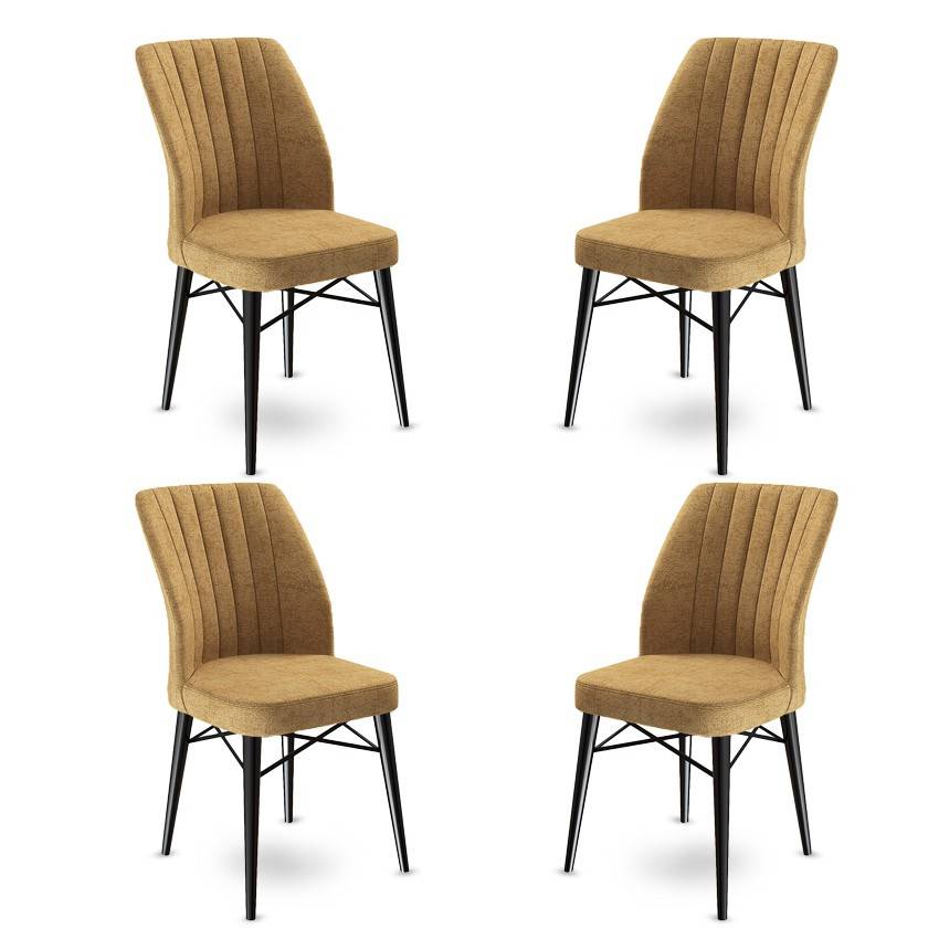 Set di 4 sedie Miur in velluto cappuccino e metallo nero