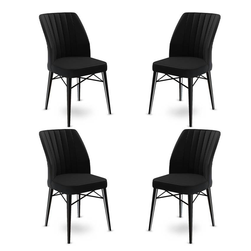 Set di 4 sedie Miur in velluto nero e metallo