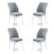 Set van 4 Miur stoelen van grijs fluweel en wit metaal