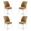 Set van 4 Miur stoelen van cappuccino fluweel en wit metaal