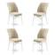 Set van 4 Miur stoelen van crèmekleurig fluweel en wit metaal