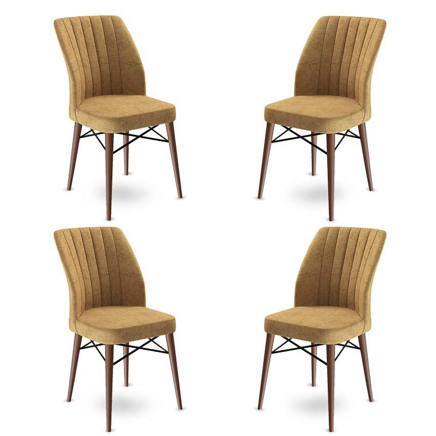 Set di 4 sedie Miur in velluto cappuccino e metallo marrone