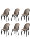 Set van 6 Veriso stoelen van cappuccino fluweel en zwart metaal