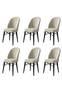 Set van 6 Veriso stoelen van crèmekleurig fluweel en zwart metaal