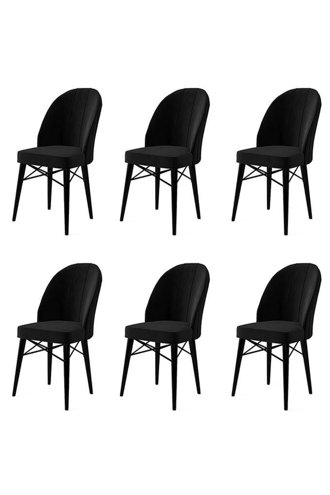 Set di 6 sedie Veriso in velluto e metallo, nero