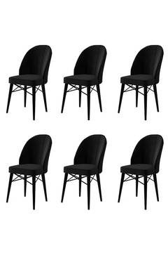 Lote de 6 sillas Veriso de terciopelo y metal, negras