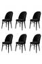 Set van 6 Veriso stoelen van fluweel en metaal, zwart