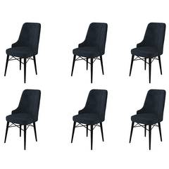 Lote de 6 sillas Komio de terciopelo antracita y metal negro