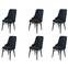Set van 6 Komio-stoelen van antraciet fluweel en zwart metaal