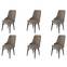 Set van 6 Komio stoelen van cappuccino fluweel en zwart metaal