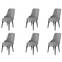 Set van 6 Komio stoelen van grijs fluweel en zwart metaal