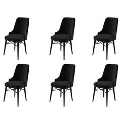 Lote de 6 sillas Komio de terciopelo y metal negro