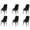 Set van 6 Komio-stoelen van fluweel en zwart metaal