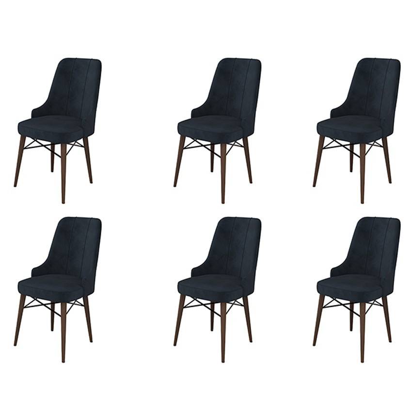 Set di 6 sedie Komio in velluto antracite e metallo marrone